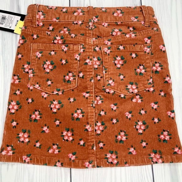 Art Class Girls  Rust Orange Floral Corduroy Skirt - Picture 4 of 7